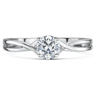 9ct White Gold Half Carat Diamond Twist Solitaire Engagement Ring