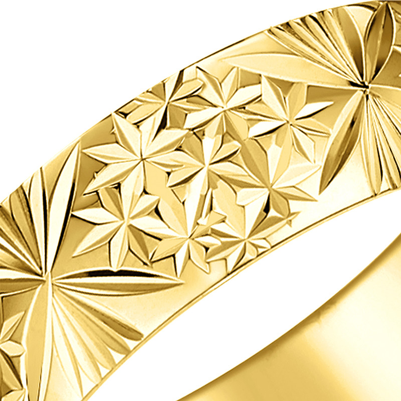 9ct Yellow Gold Star Pattern Wedding Ring - Image 2