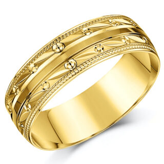 9ct Yellow Gold Patterned Wedding Ring