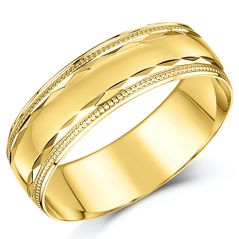 9ct Yellow Gold Patterned Wedding Ring