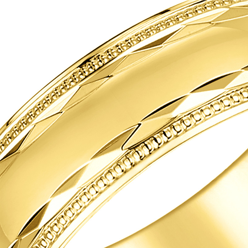 9ct Yellow Gold Patterned Wedding Ring - Image 2
