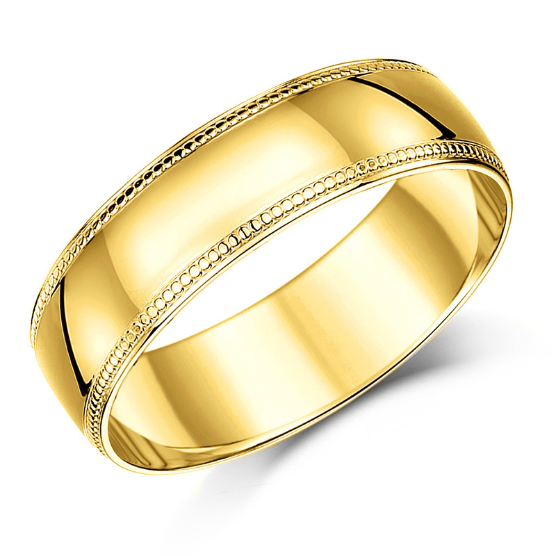 9ct Yellow Gold Millgrain Wedding Ring