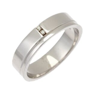 5mm 9ct White Gold Flat Court 0.02ct Round Diamond Ring