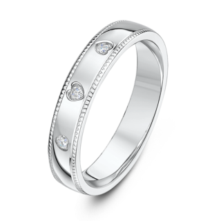 4mm Silver Court 0.06ct Round Diamond Heart Ring