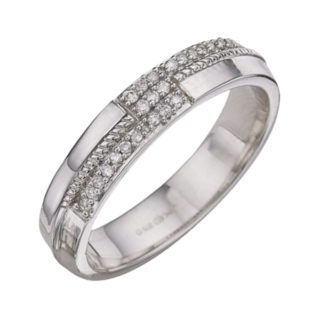 4mm 9ct White Gold Court 0.12ct Round Diamond Eternity Ring