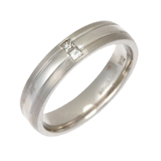 4mm 18ct White Gold Court 0.06ct Princess Cut Diamond Ring