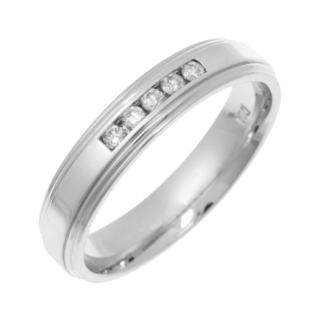 4mm 9ct White Gold Court 0.1ct Round Diamond Ring