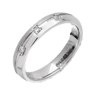 4mm 9ct White Gold Court 0.06ct Round Diamond Ring