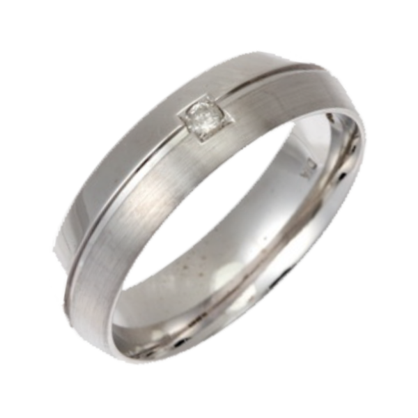 6mm 9ct White Gold Court 0.05ct Round Diamond Ring