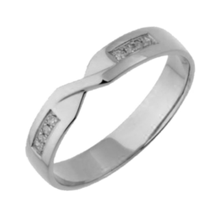 4mm 9ct White Gold 0.08ct Round Diamond Twist Wedding Ring