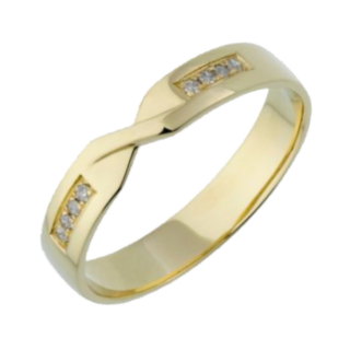 4mm 9ct Yellow Gold 0.08ct Round Diamond Twist Wedding Ring