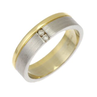 5mm 18ct White & Yellow Gold Flat Court 0.04ct Round Diamond Ring