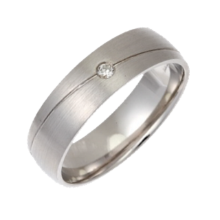 6mm 9ct White Gold Court 0.03ct Round Diamond Ring