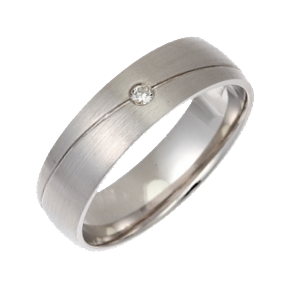 6mm 9ct White Gold Court 0.03ct Round Diamond Ring