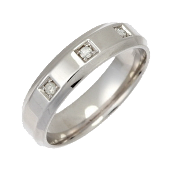 5mm 9ct White Gold Flat Court 0.06ct Round Diamond Ring