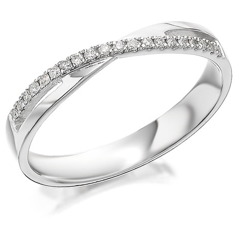 3mm 9ct White Gold with a Cross set with 0.10ct Diamond Eternity Ring