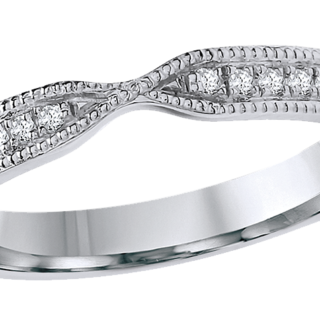 3mm 9ct White Gold 0.10ct Diamond Set Twist Ring