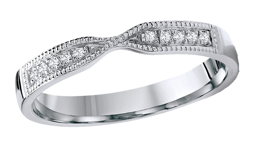 3mm 9ct White Gold 0.10ct Diamond Set Twist Ring