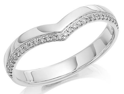 3mm 9ct White Gold Diamond Set Whishbone Ring
