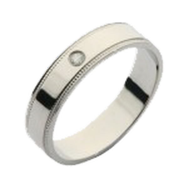 5mm Palladium 950 Flat Court 0.02ct Round Diamond Wedding Ring