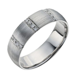 6mm Palladium 950 Court 0.12ct Round Diamond Vertically Set Wedding Ring