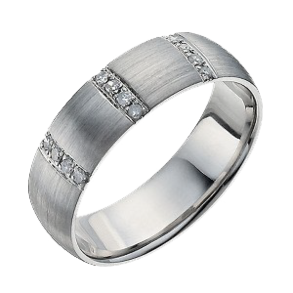 6mm Palladium 950 Court 0.12ct Round Diamond Vertically Set Wedding Ring