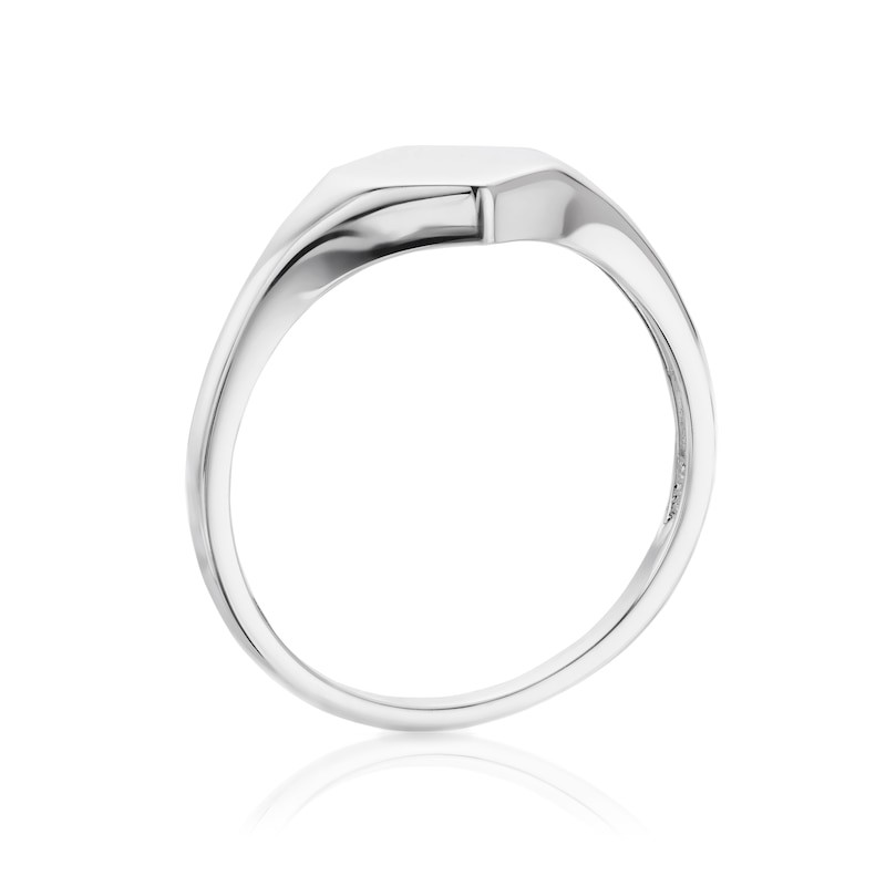 Silver Light Weight Hexagon Ladies Signet Ring - Image 3