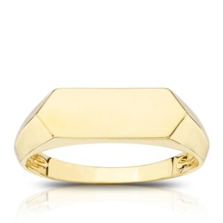 9ct Yellow Gold Light Weight Oblong Hexagon Ladies Signet Ring