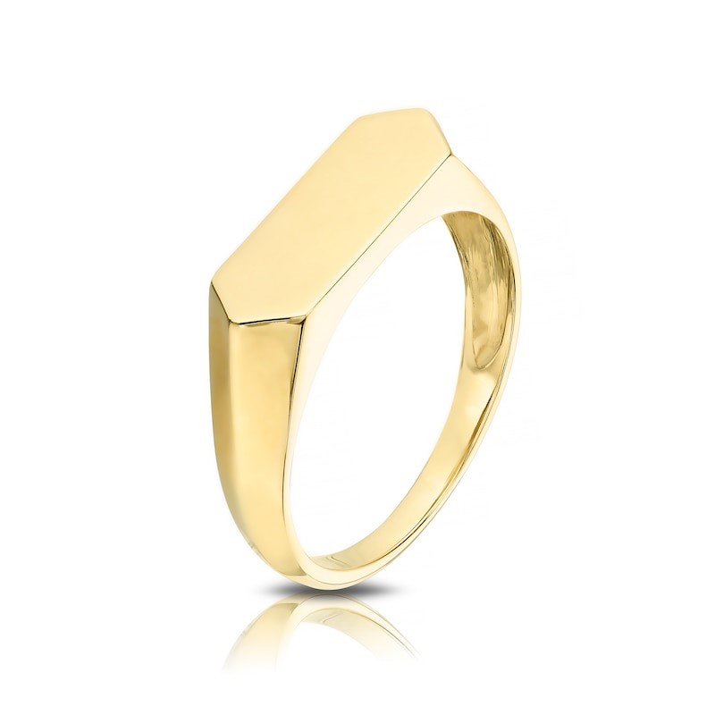 9ct Yellow Gold Light Weight Oblong Hexagon Ladies Signet Ring - Image 2
