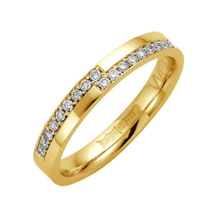 3mm 9ct Yellow Gold Flat Court 0.18ct Round Diamond Eternity Ring