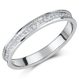 3mm Palladium 950 Flat Court 0.15ct Round Diamond Wedding Ring