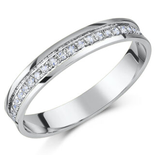 3.5mm Palladium 950 Flat Court 0.25ct Round Diamond Wedding Ring