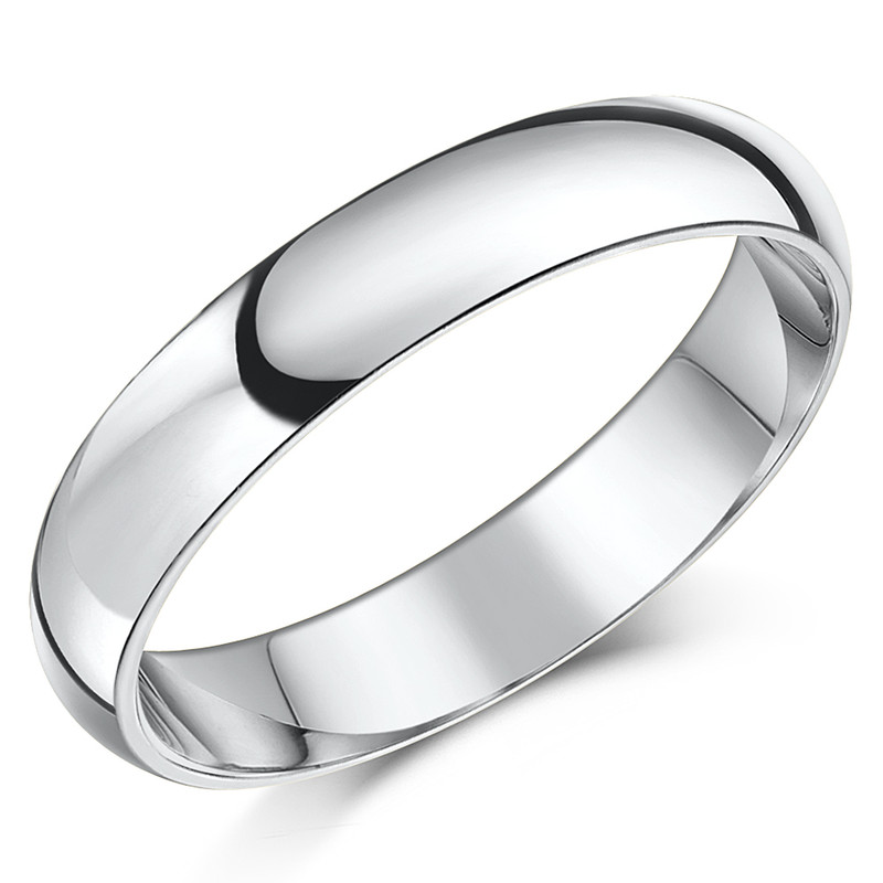 4mm 9ct White Gold Extra Heavy Court Wedding Ring