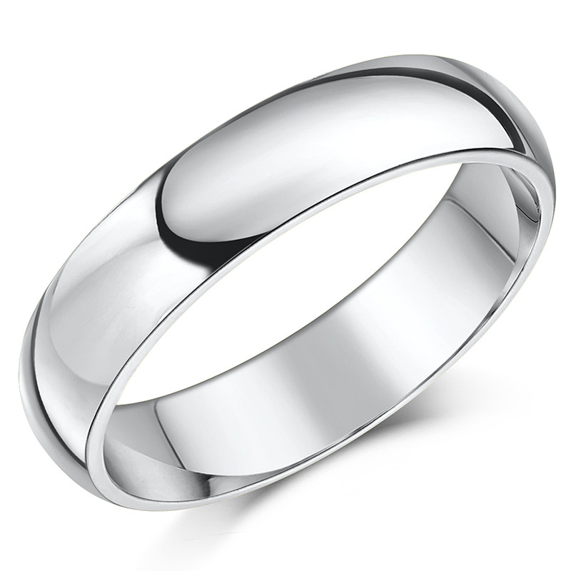 5mm 14ct White Gold Light Court Wedding Ring