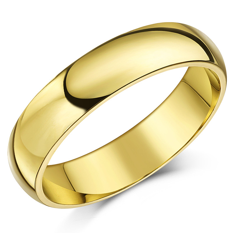 5mm 14ct Yellow Gold Light Court Wedding Ring