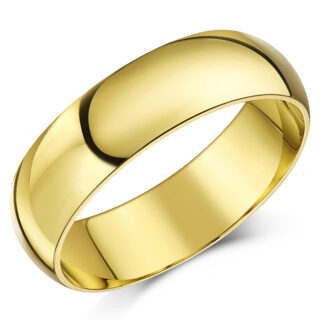 6mm 9ct Yellow Gold Light Court Wedding Ring