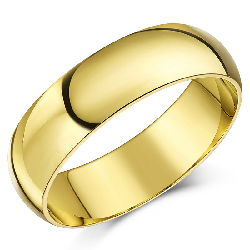 6mm 9ct Yellow Gold Light Court Wedding Ring