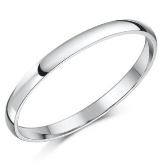 2mm 9ct White Gold Heavy D Wedding Ring
