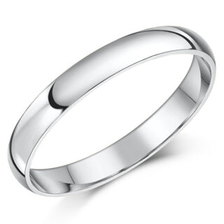 3mm 9ct White Gold Light D Wedding Ring