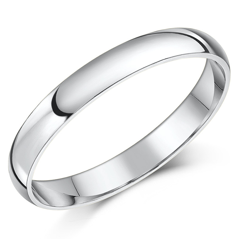 3mm 9ct White Gold Light D Wedding Ring