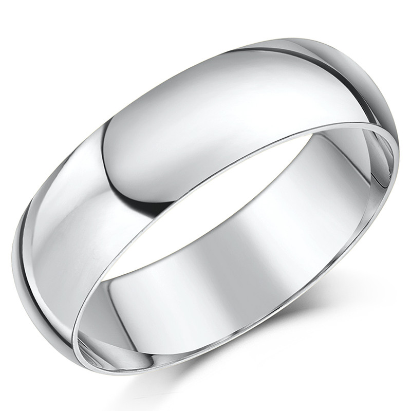 6mm 9ct White Gold Heavy D Wedding Ring