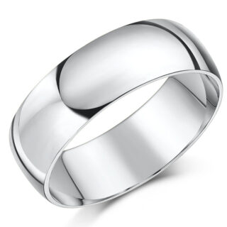 7mm 9ct White Gold Heavy D Wedding Ring