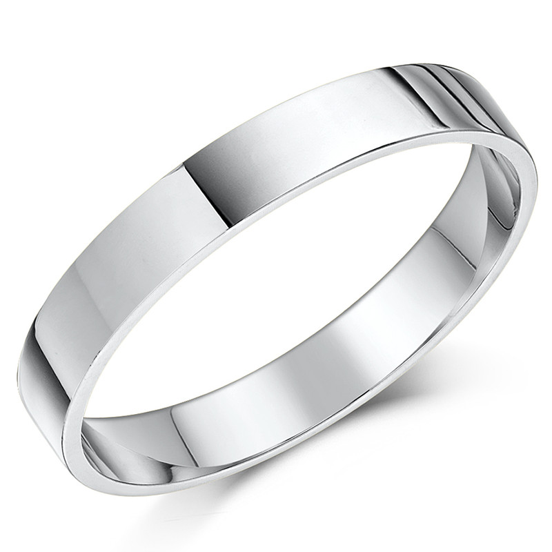 3mm 18ct White Gold Heavy Flat Wedding Ring