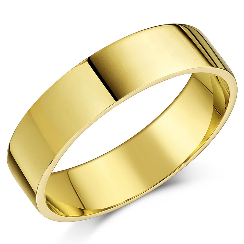 5mm 18ct Yellow Gold Light Flat Wedding Ring
