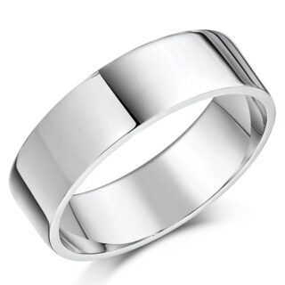 7mm 9ct White Gold Heavy Flat Wedding Ring