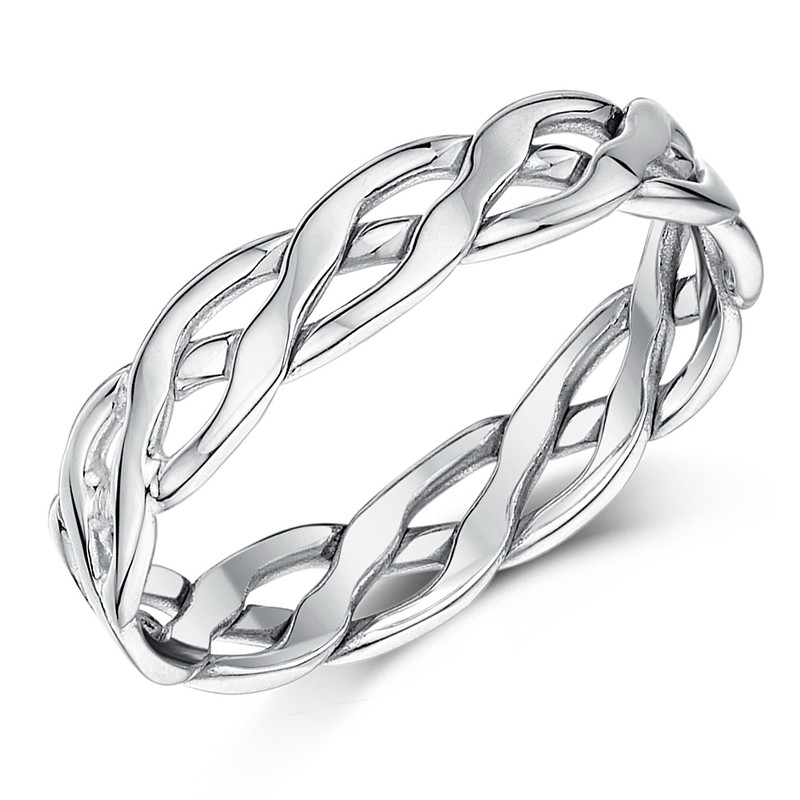 5mm 9ct White Gold Open Celtic Ring