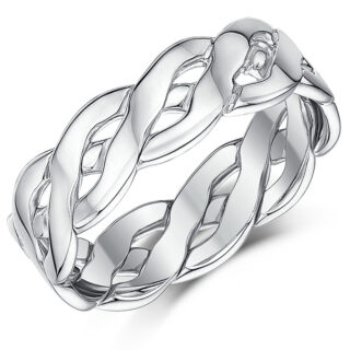 7mm 9ct White Gold Open Celtic Ring