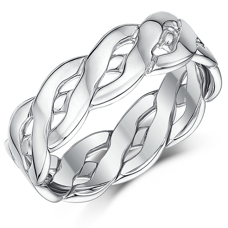7mm 9ct White Gold Open Celtic Ring
