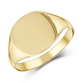 9ct Yellow Gold Light Weight Cushion Shape Signet Ring