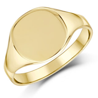 9ct Yellow Gold Light Weight Heart Shape Ladies Signet Ring